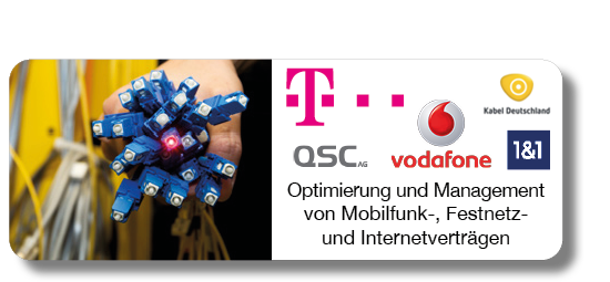 Optimierung & Überwachung von Mobilfunk / Festnetz / Internetverträgen der Deutschen Telekom, vodafone, Kabel Deutschland, Telefoncia / o2 und QSC - CARRANO IT-Consulting Optimierung & Überwachung von Handy-/Festnetz-/Datenverträgen der Deutschen Telekom, aber auch von vodafone, Kabel Deutschland, Telefoncia / o2 und QSC.